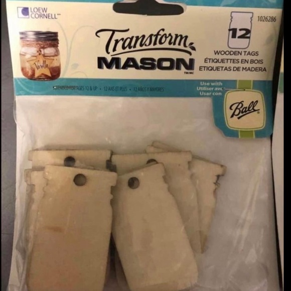 Mason Jar Shaped Wooden Gift Tags - NEW in original packaging- 3 qty - Picture 2 of 2